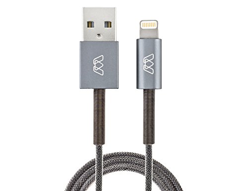 MOS Spring Lightning Cable Aluminum Heads, Spring Relief, Deep Grey, 6ft