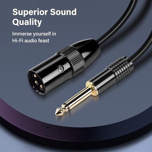 PNGKNYOCN 1/4 TS to XLR Cable,2M 1/4 Inch (6.35mm) Mono Male to XLR 3 Pin Male Unbalanced Microphone Cable (1/4 inch TS, 2M) - Image 2