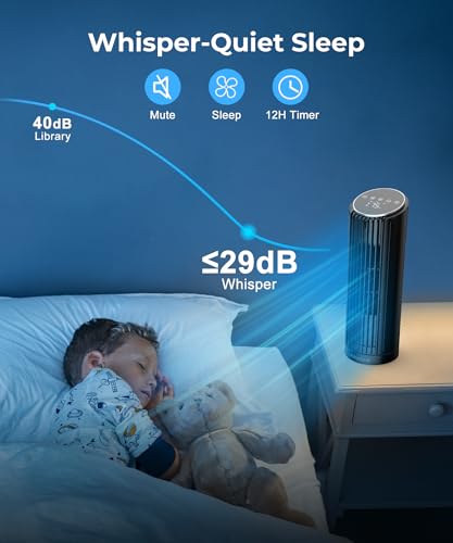 Image of Abolee Tower Fan, 23ft /s Desk Fan with Remote, 70 Oscillating Desk Fan, Standing Table Fan with 4 Speeds, 4 Modes, 12Timer, 2026 New 13'' Bladeless Fan for Bedroom Office, Home