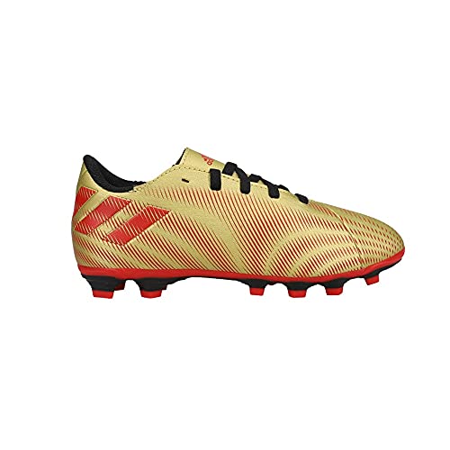 adidas Kids Boys Nemeziz Messi .4 Flexible Ground - Soccer Cleats Cleated,Firm Ground,Soft Ground,Turf - Gold,Red - Size 3.5 M