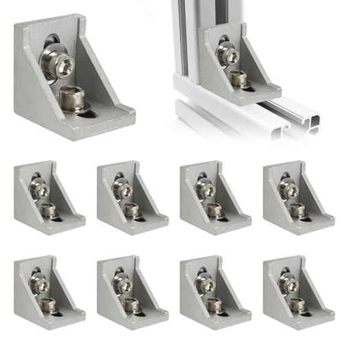 10 Piezas Soportes de Esquina de Aluminio 40x40 para Perfiles y Tubos, Perfiles de Aluminio,Incluye Tornillos y Tuercas,Para Construcciones Modulares y Marcos Robustos,Fácil Montaje