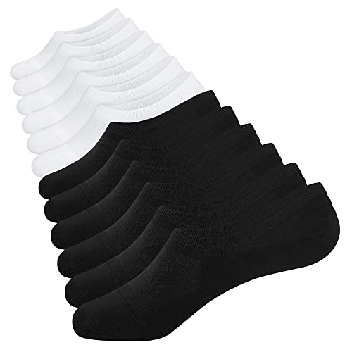 6 Pares Calcetines Invisibles Hombre Mujer Verano Cortos Calcetines Bajos Antideslizantes de Algodón Transpirables Calcetines Tobilleros Silicona Blancos Negro Gris(3Negro3Blanco,Tamaño M)