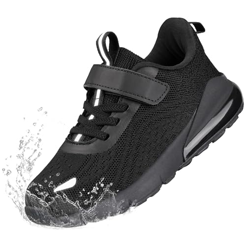 CENNID Boys Girls Tennis Shoes Kids Waterproof Sneakers Lightweight Breathable Running Athletic Shoes for Toddler/Little Kid/Big Kid, Black 8 Toddler