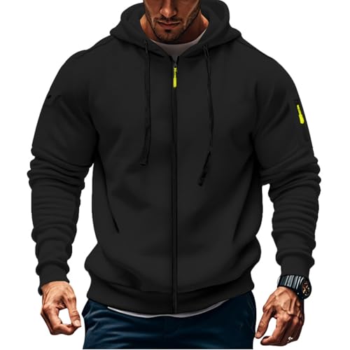 Ymosrh Men's Sweatshirt Hoodies, Long Sleeve Zip Up Casual Athletic Workout Pullover Hooded Sweatshirts, M-3XL