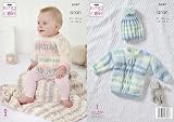 King Cole Bambino Aran Lavoro a Maglia Motivo Cavo Maglione Top Cappello & Coperta (6047)