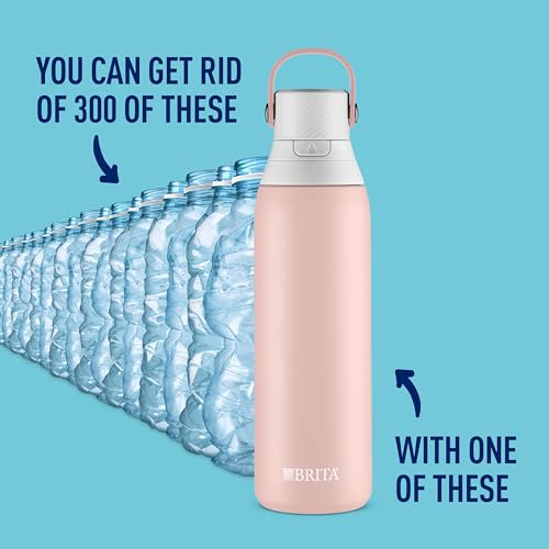 Image of Brita Stainless Steel Premium Filtering Water Bottle, BPA-Free, Reusable, Insulated, Replaces 300 Plastic Water Bottles, Filter Lasts 2 Months or 40 Gallons, Includes 1 Filter, Rose - 20 oz