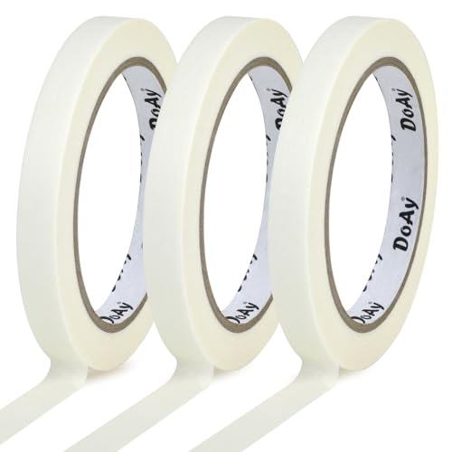 Image of 3 Pack White Masking Tape - Painters Tape 0.50 Inch Wide - Multi-Surface, Water Resistant, Indoor & Outdoor Use - 270FT Total - Artist Tape for Paint, Wall, Watercolor (#4010)
