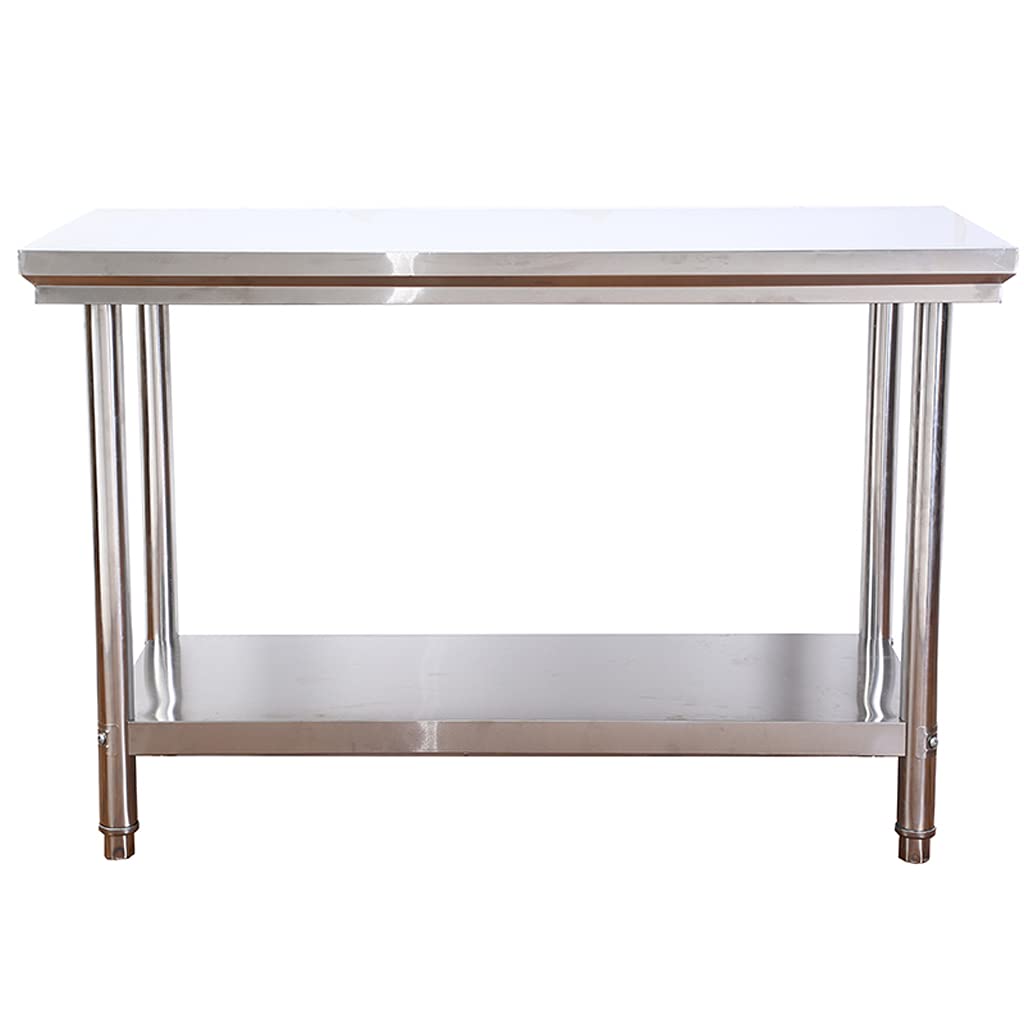 WEEDAY Stainless Steel Table Work Bench Commercial Catering Food Prep Kitchen with Adjustable Table Foot, Easy Clean and Sturdy