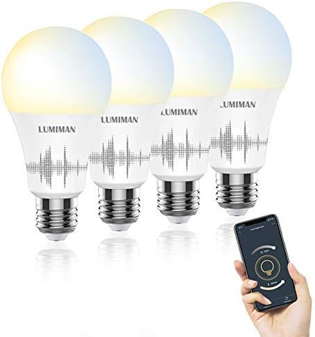 LUMIMAN Smart Light Bulbs That Works with Alexa and Google Home E26 A19, 800 Lumen, WiFi LED Light Bulb Dimmable Warm White& Cool White (2700K-6500K) 7W, No Hub Required, 4 Pack
