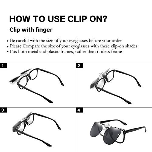 FEISEDY Clip On Polarized Sunglasses Cat Eye Flip for Eyewear Glasses B24364