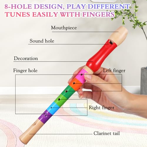 Ultnice Sopran-Blockflöte aus Holz mit 8 Löchern Sopranflöte für Kinder (farbenfroh)