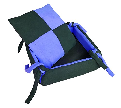 Image of Fluffy's Luxurious Dog /Cat Bed Square Shape Super Soft Foam Reversible Sky Blue & Black (Royal Blue, Large)