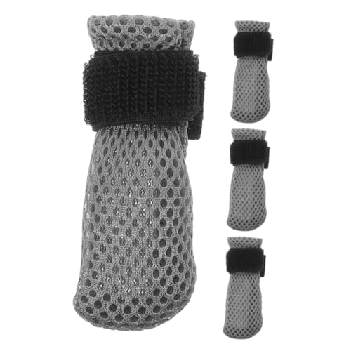 BCOATH 4個猫用防抓シューズ 調節可能な弾性バンド付き通気メッシュ素材 爪切り 入浴時の傷防止になペット用足カバー