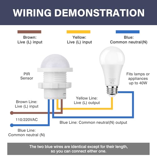3-Pack Motion Sensor Light Switch, PIR Infrared Sensor, 30S Time Delay, Smart Detection for LED, Bulb and Other Existing Light, Ceiling & Wall Mount, Automatic Light Control, 85-265V, 40W - Thumbnail 4