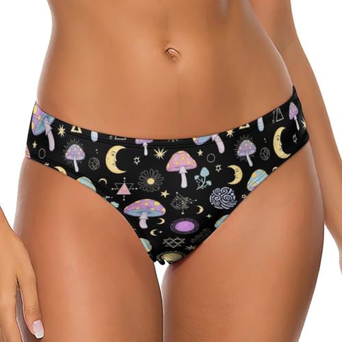 XUTSAKDCJ Womens Underwear No Show V Waisted Seamless Thongs Breathable Neon Mushrooms Panties Fashion G-string