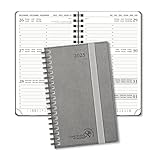 POPRUN Kalender 2023 Klein Wochenplaner 17 x 10,5 cm (Dez.2022-Dez.2023) - Taschenkalender 2023 Ringbuch mit Softcover - Terminplaner 1 Woche 2 Seite mit FSC®-Zertifiziertem Papier - Grau