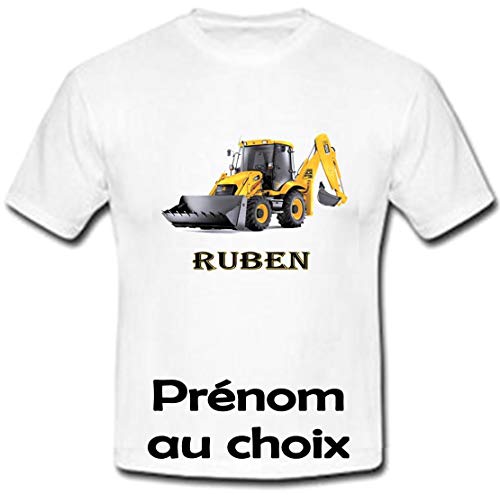 GRAVOPHOTO Tshirt personnalisé Tractopelle prénom et Taille au Choix