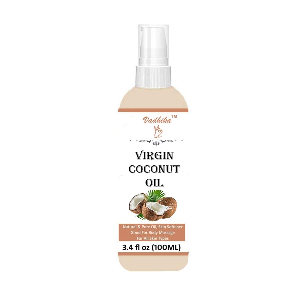VADHIKA Pure Cold Pressed Organic Virgin Coconut Oil may helps in Head Massage, Glow Face & Skin-(100ml)