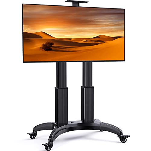 Perlegear Mobile Tv Stand, Rolling Tv Cart For 55-90 Inch Flat Or Curved Tvs Up To 125 Lbs, Heavy-Duty Aluminum Floor Tv Stand, Adjustable Rolling Tv Stand On Wheels, Max Vesa 800X500Mm, Pgtvmc10 #TOP7