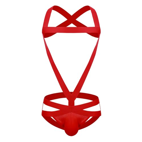 Men's Underwear Jockstraps Mens Harness Sport Shoulder Strap with Jock Strap Men's Bodysuits Thongs Leotard Wrestling Singlet Underwear Red2