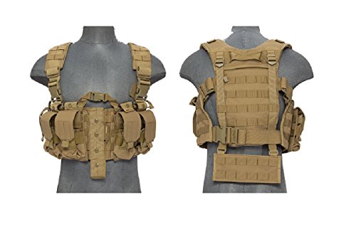 Lancer Tactical Hobby Version 2 Replica M4 Chest Harness MOLLE Rig (US, Alpha, One Size, Regular, Regular, Tan)