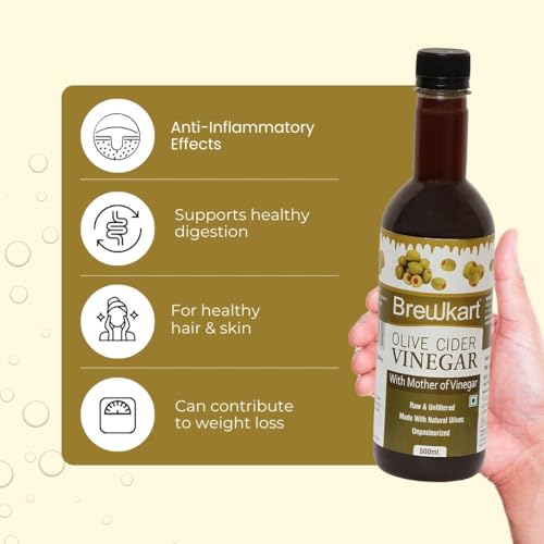 Image of Brewkart Olive Vinegar (Jaitun Ka Sirka) with Mother 500ml - Unfiltered, Raw, Natural, Ideal for Salads & Detox