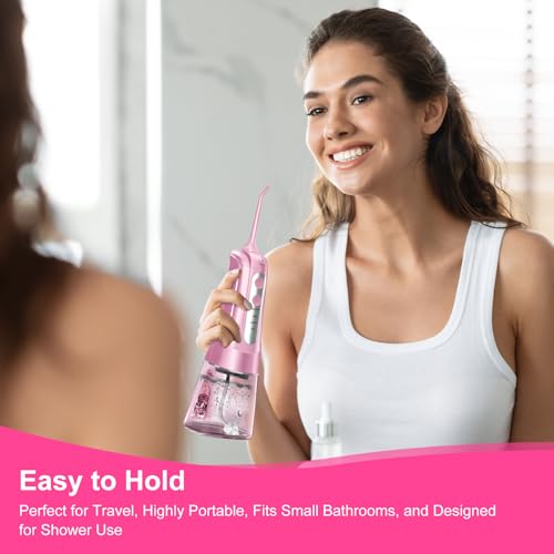 Image of Water Dental Flosser Pick for Teeth: 4 Modes Cordless Portable Water Flossers Teeth Cleaner Rechargeable 300ML IPX7 Waterproof Oral Irrigator Flossing Cleaning Picks for Home Travel