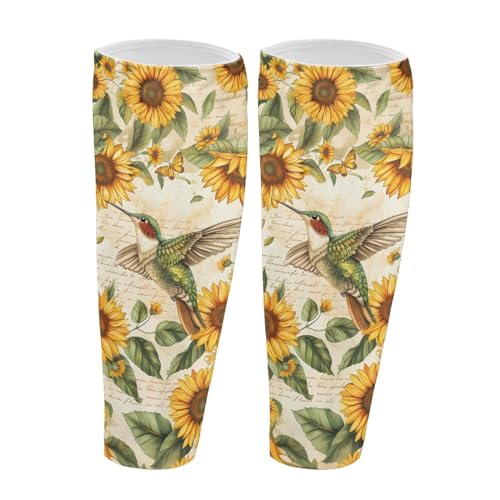 TOADDMOS Sunflower Hummingbird Softness Calf Compression Sleeve Women Footless Compression Stocking Elastic Leg Sleeve for Running