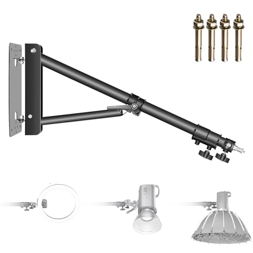 Neewer Triángulo Montaje en Pared Boom Brazo para Fotografía de Estudio Estroboscópica Luz Monolights Softboxes Reflectores de Paraguas, Rotación Flexible de 180 Grados, Longitud Máxima 180Cm (Negro)