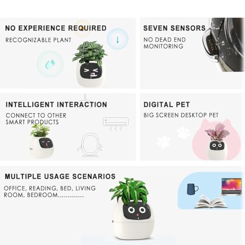 Pot de plante intelligente Yellow avec écran LCD et capteurs AI - 5