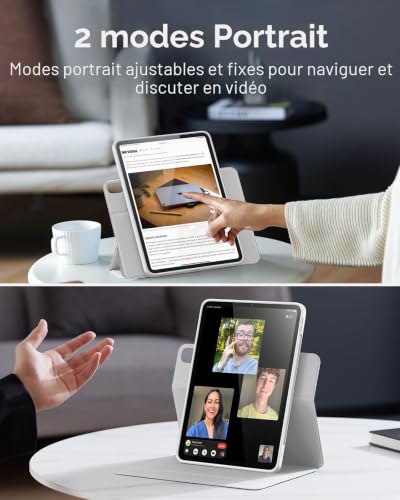 Coque iPad Air 11 Pouces ESR Rebound 360 Support Pencil Blanc - 6