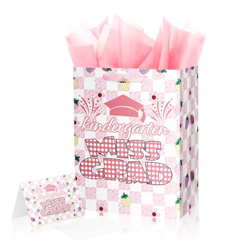 ysmile 2026 Kindergarten Graduation Gift Bags for Grad Congrats 12.6 Medium Size with Tissue Paper & Card