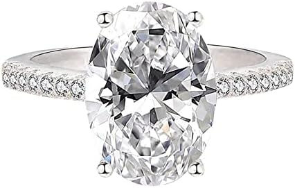 925 Sterling Silver Shiny Full Diamond Ring Cocktail Round Cubic Zirconia Simulated Diamond Promise Bridal Engagement Ring