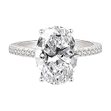 925 Sterling Silver Shiny Full Diamond Ring Cocktail Round Cubic Zirconia Simulated Diamond Promise