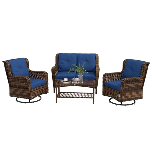 Outsunny US860-257V00DB0131 4 Piece Pe Rattan Outdoor Patio Furniture Set cover