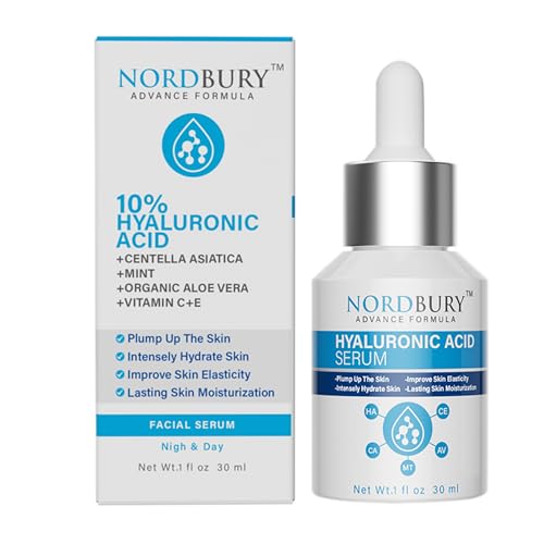 NORDBURY Hyaluronic Acid Serum, Pure 10% Hyaluronic Acid with Vit...