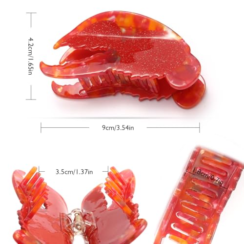 Lobster Claw Clip,Funny Red Lobster Pincers Hair Clip,Acetate Hair Clips,Small Claw Clips for Women Ocean Animal Cute Hair Clip Big Claw Clip