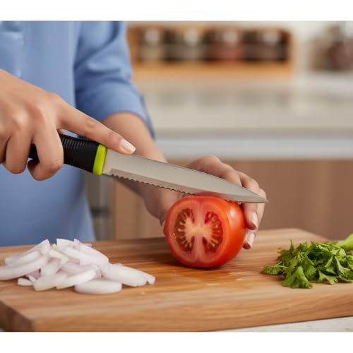 Image of Premium Soft Grip Stainless Steel Blade Knife Set with Peeler Combo Pack of 5 Multipurpose Kitchen Cutting Knives for Vegetables Fruits Utility Chopping and Slicing Tools