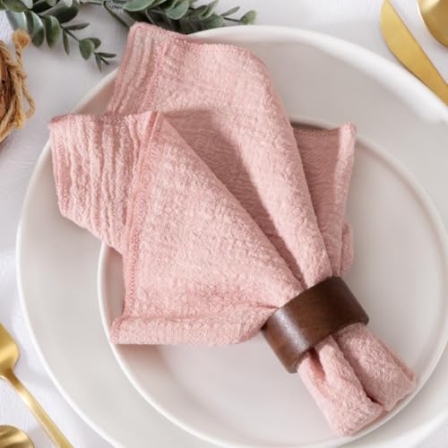 MLMW Cloth Napkins Set of 6 Pink Summer Linen Dinner Fabric Napkins Cloth Bulk Washable 16.5