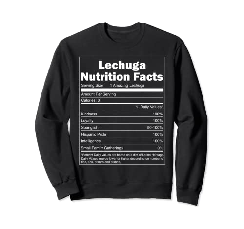 Funny Nutrition Facts Last Name Design - Lechuga Sudadera