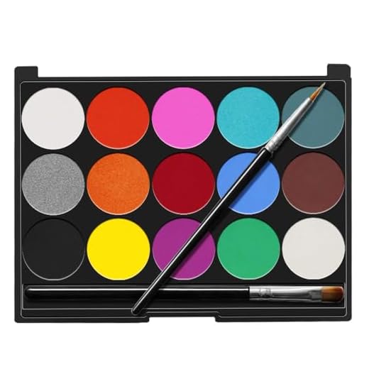 Senbos 15 Couleurs Maquillage pour Enfants, Palette de Maquillage non Toxique avec 2 Brosse, Accessoires de Peinture Corporelle, Lavable Maquillage Facial set pour Fêtes, Cosplay, Carnaval, Halloween