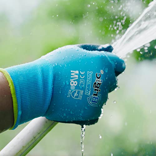 Brigic Waterproof Gloves-Flexible & Great Grip, Waterproof Work Glove With Double Coated Latex, Gardening Gloves For Cleaning (1, Medium) #TOP2