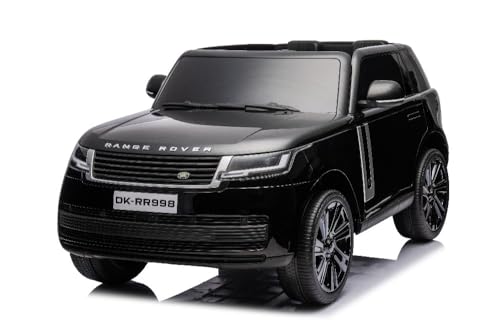 Coche eléctrico MT Kids para niños Range Rover Negro 2 plazas, 12 V - Control remoto parental incluido, 1 a 5 años - Velocidad/bocina/Bluetooth/MP3/USB para niños, niñas