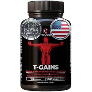 Anabolic Booster & Muscle Builder for Men, Total GAINS Muscle Growth & Estrogen Blocker for Men, Ashwagandha Shilajit for Men, Fadogia Agrestis Tongkat Ali for Men, HGH Supplements for Men, 120 Count