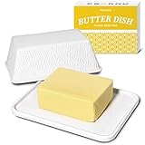 Butterdose Keramik Weiß für alle gängigen Butter (250g) - Hält Butter länger frisch - Spülmaschinengeeignet