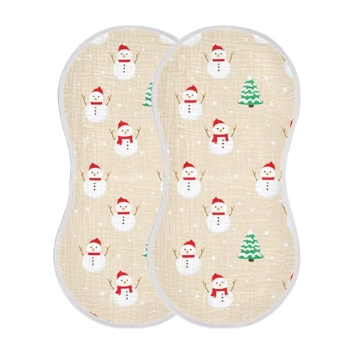 Baby Burp Cloths, Soft Absorbent Burping Cloths for Babies, Cotton Milk Spit Up Rags, Large Size for Newborns, Baby Boys and Girls (Scarf Snowman Design)2