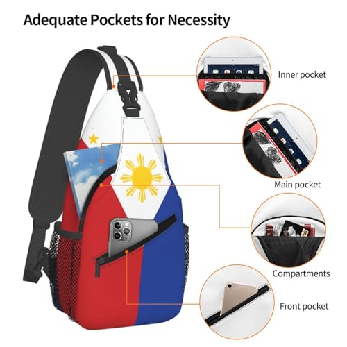 Cute Philippines Flag Bags Women Men Adjustable Crossbody Sling Backpack Casual Chest Bag Daypack for Travel Hiking4
