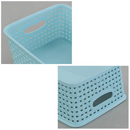 Rinboat Mixed Color Rectangle Storage Baskets, Plastic Weave Shelf Baskets, 6 Packs #TOP2