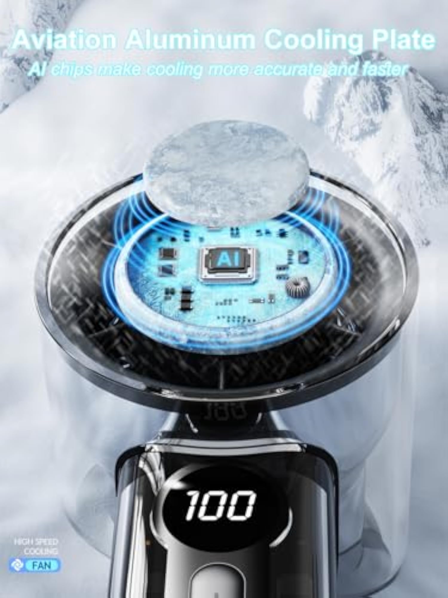 Portable Handheld Turbo Fan with Ice Cooling Plate, Adjustable Speed