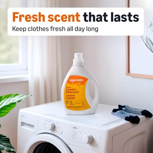 Image of Amazon Basics Laundry Detergent Liquid, Concentrated, Original Fresh Scent, 110 Loads, 82.5 Fl Oz, Packaging May Vary